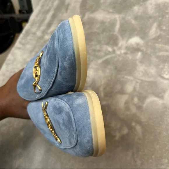 Sam Edelman Women’s Kira Blue & Gold Stone Suede Mule Size 9 M Slide On Shoes - Picture 15 of 16